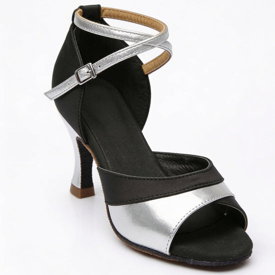 "Curitiba" Latein‑Tanzschuhe – 7 cm Absatz | Schwarz mit Silber Moveworld