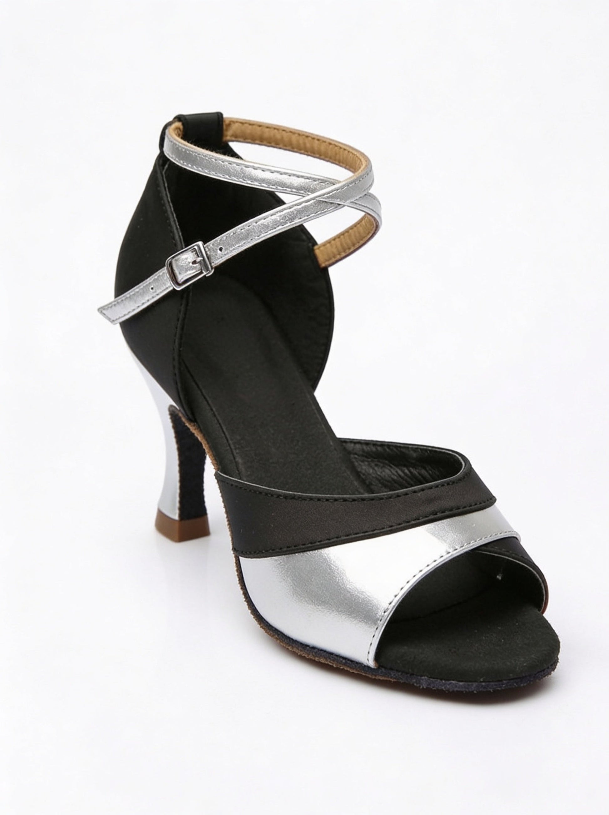 "Curitiba" Latein‑Tanzschuhe – 7 cm Absatz | Schwarz mit Silber Moveworld