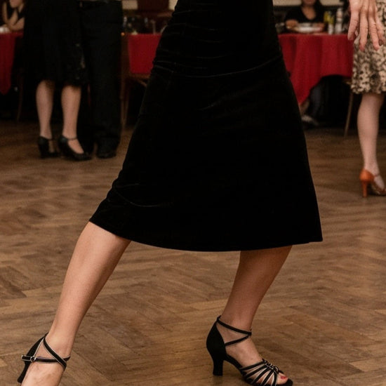 "Palermo" Schwarze Tanzschuhe – 5 cm Absatz | Satin & Riemchen Schwarz/gold Moveworld