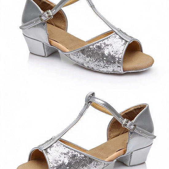 "Recife" Silberne Latein‑Tanzschuhe für Mädchen | 3 cm Absatz Absatzhöhe: 3 cm Moveworld