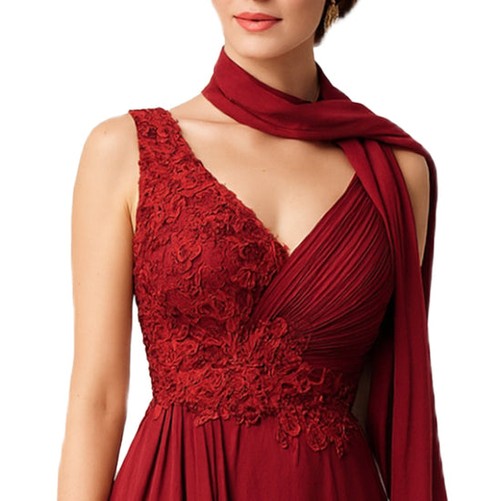 Abendkleid aus Chiffon mit Spitzenbesatz, Größe L-XL Moveworld