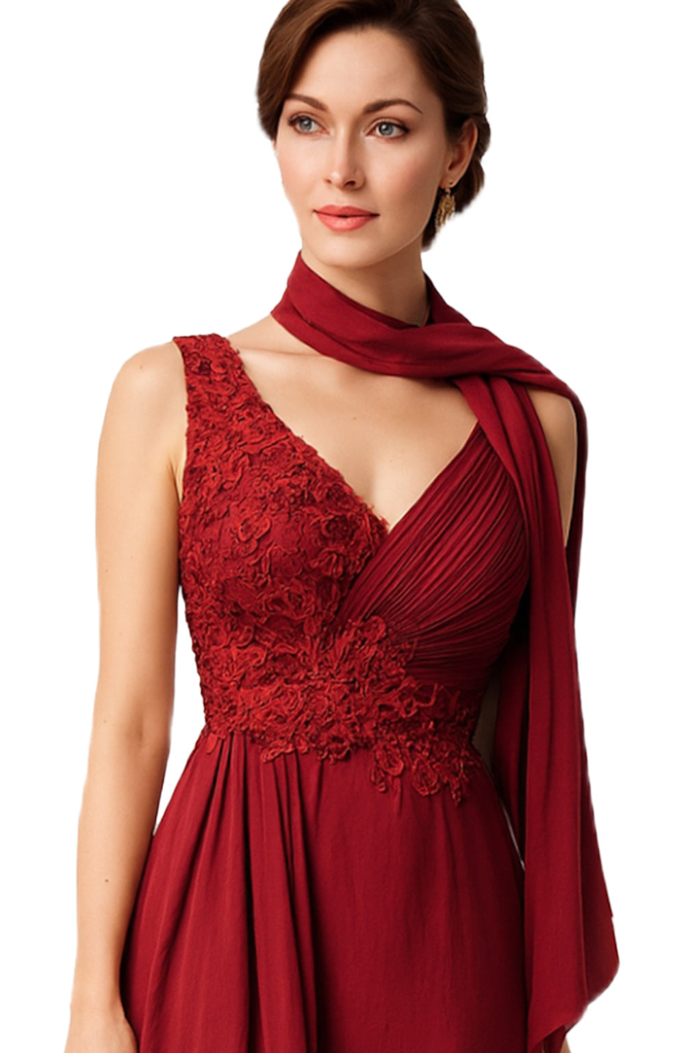 Abendkleid aus Chiffon mit Spitzenbesatz, Größe L-XL Moveworld