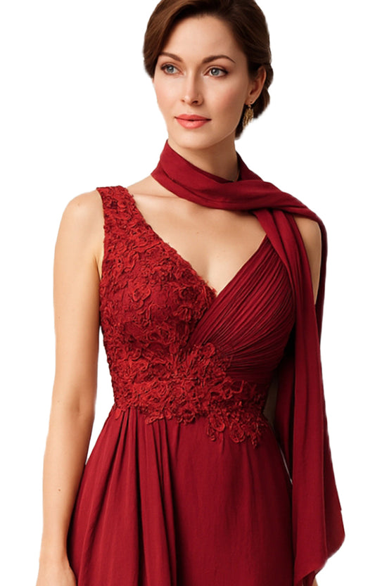 Abendkleid aus Chiffon mit Spitzenbesatz, Größe L-XL Moveworld